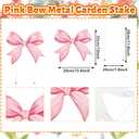 FYSUIMU Pink Bow Metal Garden Stakes Watercolor Bow Knot Decorative Lawn Sign Cute Welcome Yard Sign for Home Outside Lawn Porch Walkway Decor