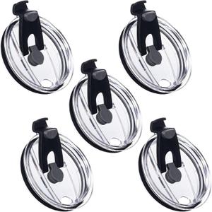 5 Pack Replacement Lids for 20 oz Tumbler,Travel Spill Proof Resistant Cup Lids Covers with Slider Switch fit Coffee Cups and More, Straw Friendly,Black