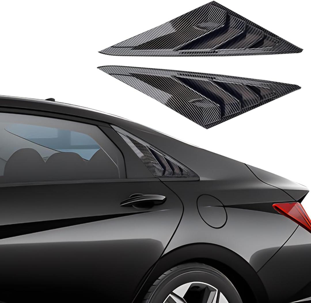 for Hyundai Elantra 2021 2022 2023 Exterior Accessories Sporty Car Rear Side Window Louvers Air Vent Scoop Shades Cover Trim Blinds 2PCS(Carbon Fiber)