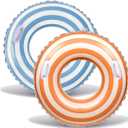 2PCS Inflatable Pool Floats for Adult Swim Ring Pool Floaties Inflatable Swimming Pool Raft Party Water Summer Beach Lounger Float Party Supplies (Orange)