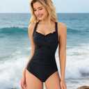Mannice Tummy Control Swimsuits for Women 2026 One Piece Swimsuit Push Up Bathing Suit Full Coverage Slimming Swimwear (Black, L)