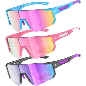 Kids Sunglasses Youth Baseball Softball Sunglasses for Girls Boys Age 4-14 UV Protection Sports Kids 3 Pack