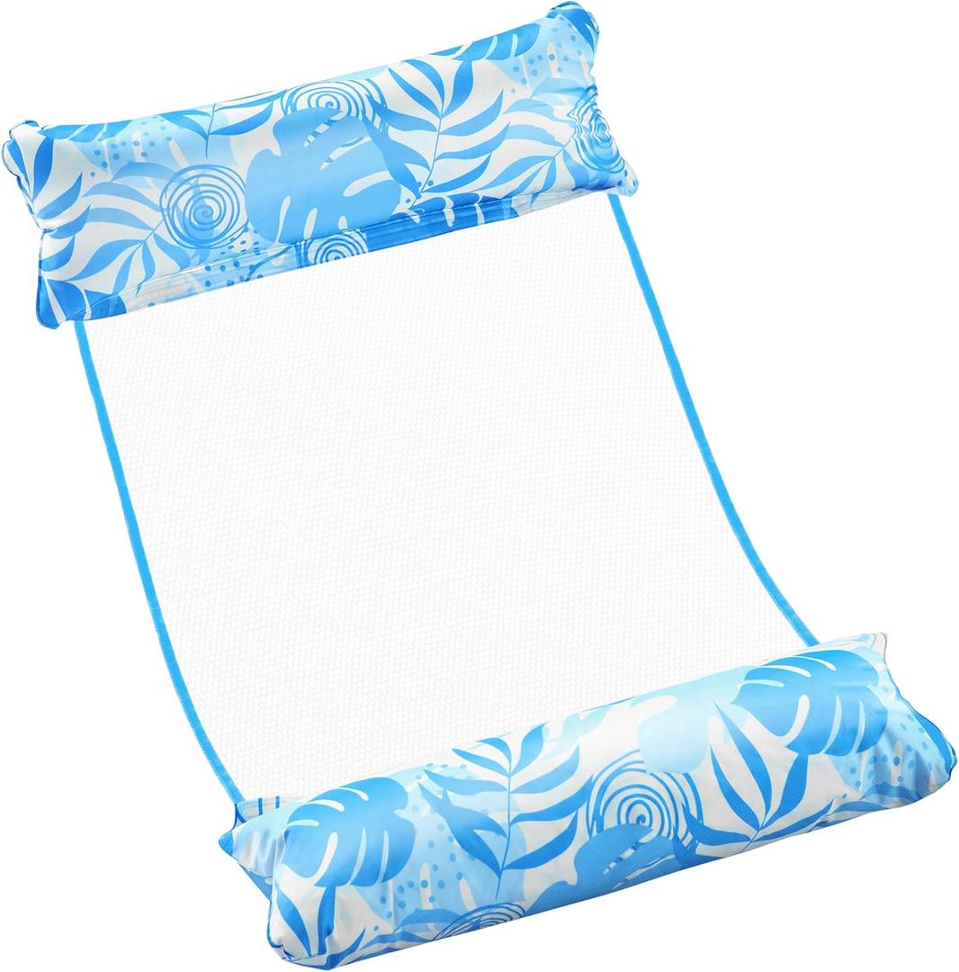 2 x Sloosh Hammock Pool Floats Adults, 4-in-1 Multi-Purpose Inflatable Pool Floaties Soft PVC Water Hammock Lounge (Blue)