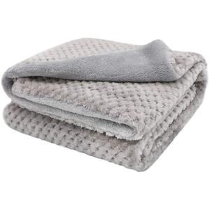 furrybaby Premium Fluffy Fleece Dog Blanket, Soft and Warm Pet Throw for Dogs & Cats(32x40inch, Grey) (Double Layer Flannel-Grey)