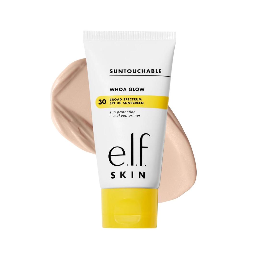 e.l.f. SKIN Suntouchable Whoa Glow SPF 30, Face Sunscreen & Makeup Primer with Hyaluronic Acid, Vegan & Cruelty-Free, Sunlight