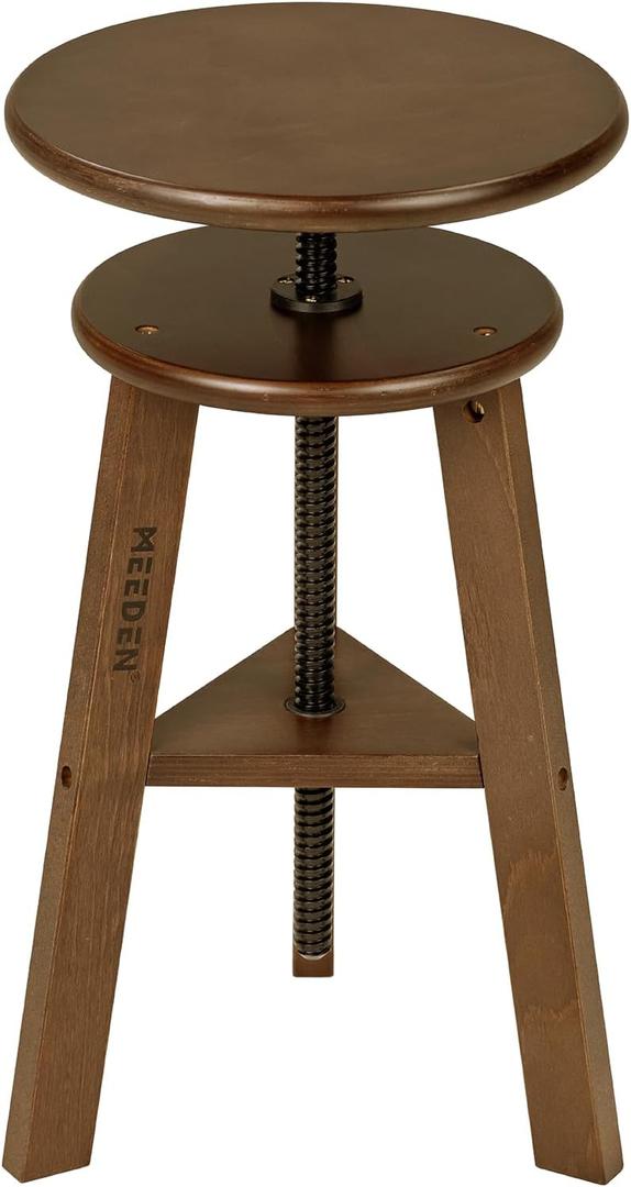 MEEDEN Walnut Drafting Stool with Solid Beech Wood, Height Adjustable Artist Studio Stool, Bar Stool, Office & Kitchen Stool, Perfect for Studio, Home Use, Bars, 26 inches x 12.6 inches x 11.8 inches