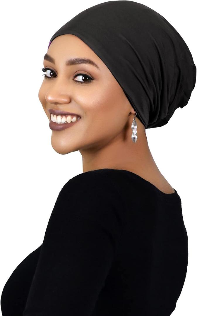 Hats Scarves & More Bamboo Slouchy Beanie for Women Chemo Headwear Moisture Wicking Cancer Turban Head Wrap Snood, Size: Medium