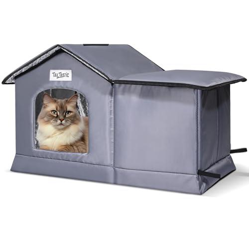 Tailtastic Weatherproof & Insulated Outdoor Cat House - Seamless Base Stays Dry,Easy Assembly, Warm Shelter for Community/Outdoor Cats(Large)