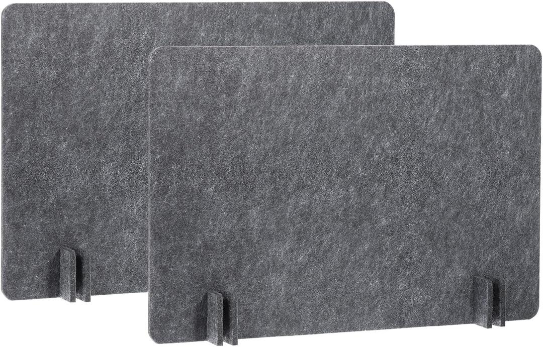 PATIKIL Desk Divider, 2 Set 24 x 16 Inch Acoustic Freestanding Desk Divider Desk Privacy Panel with 8 Pcs Support Feet for Library Office Workstation, Dark Grey