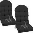Outdoor Adirondack Chair Cushions Set of 2,Waterproof Rocking Chair Cushion with Ties Non-Slip,Black Thick Patio Chair Seat Cushion for Indoor Outdoor Furniture 47 in*19.68 in*3.9 in