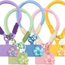 5 Pcs Pendant Flower Cute Keychain Wristlet Cell Phone Lanyard Colorful Resin Flowers Car Key Chain Women Phone Strap Aesthetic Keychain Lanyard Braided Phone Wrist Strap Phone Keychain Accessories