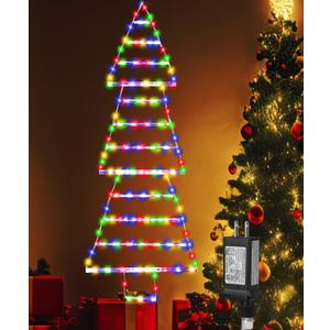 Christmas Lights Outdoor Decorations,4.6ft 175LED Christmas Decorative Ladder Lights Waterproof with 8 Modes&Memory Function,LED Christmas Tree Lights for Window,Home,Wall,Christmas Tree Outdoor Decor (Multicolor)