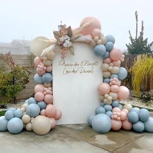 Gender Reveal Balloons Garland Kit, 124pcs Dusty Pink and Dusty Blue Sand White Balloons for Gender Reveal Birthday Bridal Shower Party Decoration