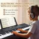Keyboard Piano 61 Key Electric Piano Keyboard for Beginners/Professional, Portable Light Up Music Keyboard Built-in Dual Speakers with LED Display, Music Stand, Stand, Microphone, Bench (A)