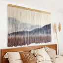 AKSWSHO Macrame Wall Hanging, Extra Large Mountain Dip-Dye Handmade Cotton Tapestry 59.06" x 38.19", Oversized Boho Wall Décor for Living Room Bedroom Studio Entryway, Serene Handcrafted Home Gift, 59.1"L x 38.2"W