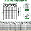 AMAGABELI 4 Panels 44 in(H )X 12 ft(L) Decorative Garden Fence Gate,Dog Fence Outdoor for Yard,Rustproof Tall Garden Fencing Animal Barrier Metal Wire Panel Border with Leaves for Flower Bed Black