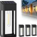GOODFOEVER Solar Outdoor Lights Waterproof, 4 Pack Fence Lights Solar Powered with LED Bulbs, Metal Wall Lights for Garden Porch Patio Yard and Garage, Aluminum and Glass Shade (Wall Light 4 Pack)