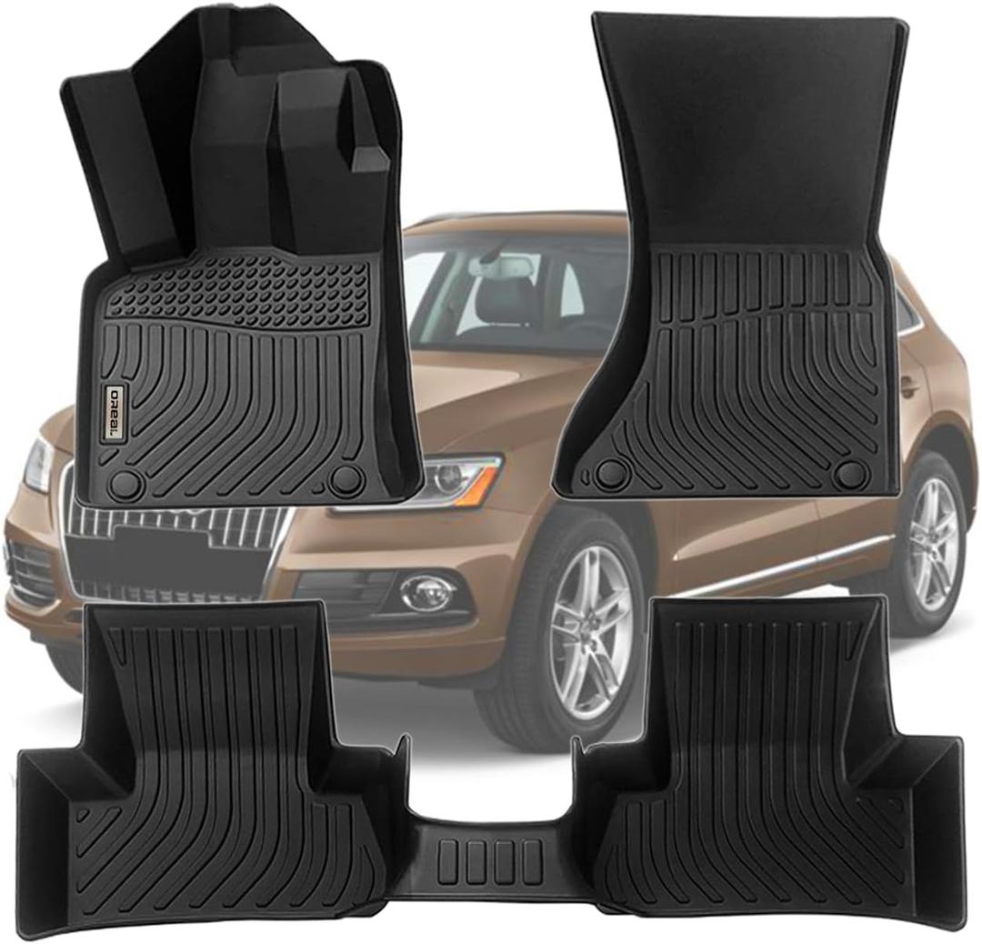 orealtrend Black Floor Mats Liners Replacement for Audi Q5 / SQ5 2009-2017 Heavy Duty All Weather Guard Front and Rear Car Carpet-Custom Fit-Tough/Durable/Odorless