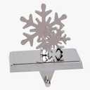 Amooca Christmas Stocking Holders Non-Slip Metal Hooks Fireplace Mantle Stocking Hanger for Christmas Party Decorations (Snowflake Silver, 1 Pack)