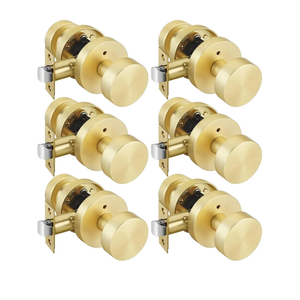 goldenwarm Gold Door Knobs Interior, Zinc Alloy Round Ball Brushed Gold Privacy Door Knobs for Bedroom, Bathroom, Modern Heavy Duty Interior Doorknobs - 6 Pack