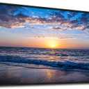Blue Ocean Framed Wall Decor Living Room Large Size Canvas Wall Art For Bedroom Boho Home Decor Sea Beach Canvas Pictures Artwork Sunny Sea View Painting Office Wall Decorations Black Framed 24" X 48"
