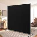RANTILA Single Large Panel Room Divider, Privacy Screen for Office, Partition Separators, Freestanding Divider 71''W x 71''H, Black