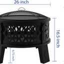Fire Beauty 26in 2‑in‑1 Carbon Steel Fire Pit for Camping Backyard Patio