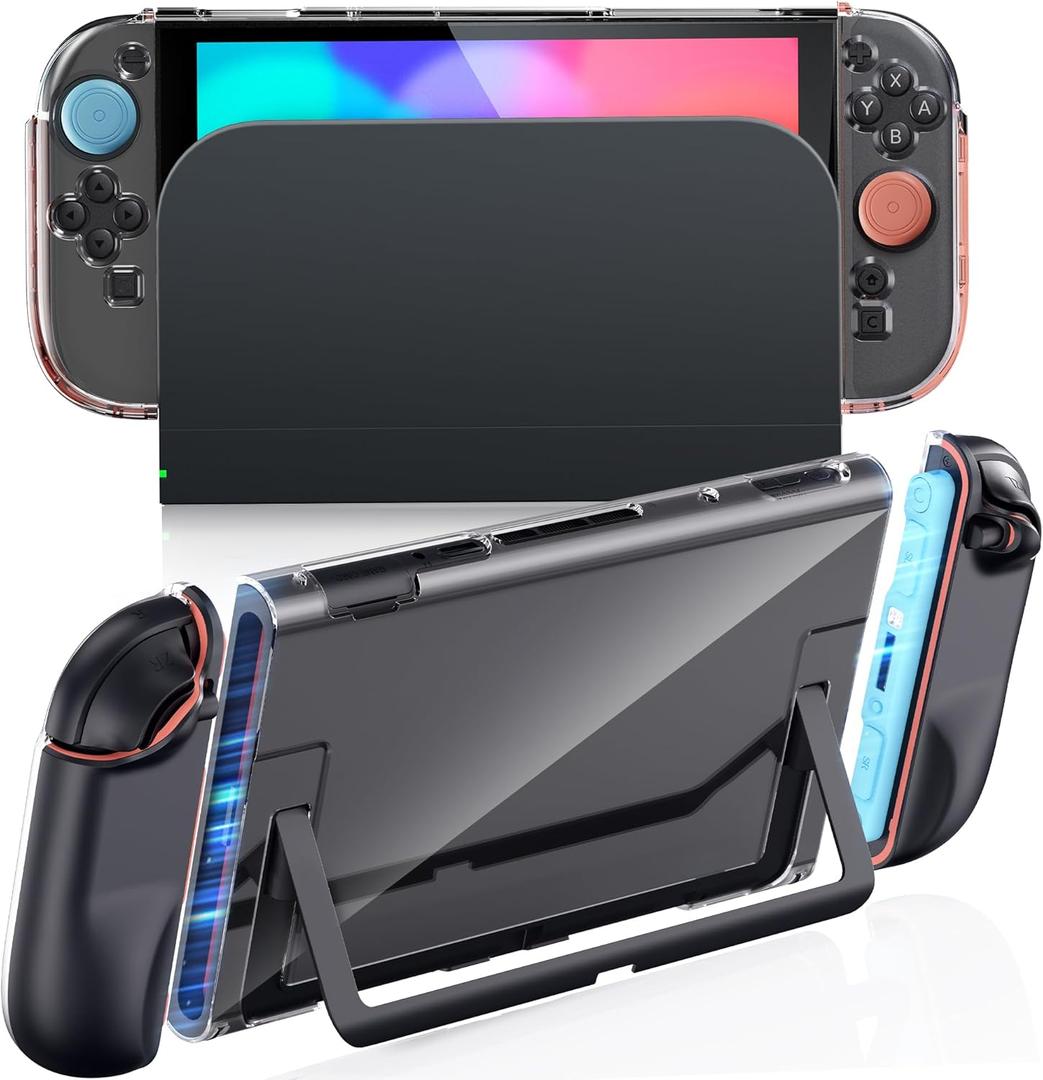 [Improved Easy-Dock Version] Clear Dockable Protective Case Compatible with Nintendo Switch 2 2025, Transparent Hard Shell, Slim Cover Protector for Joycon & Grip, Split Design, Anti-Scratch