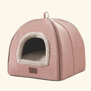 Cat Bed for Indoor Cats - Cat House Cats Tent with Removable Washable Cushioned Pillow, Soft and Self Kitten beds,for Small and Medium Pet Bed, Pink