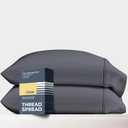 THREAD SPREAD 100% Egyptian Cotton Pillow Cases Queen Size Set of 2 - Luxury 1500 Series Queen Pillow Cases (Dark Grey), Soft Cooling Envelope Closure Hotel Quality Egyptian Cotton Pillowcases
