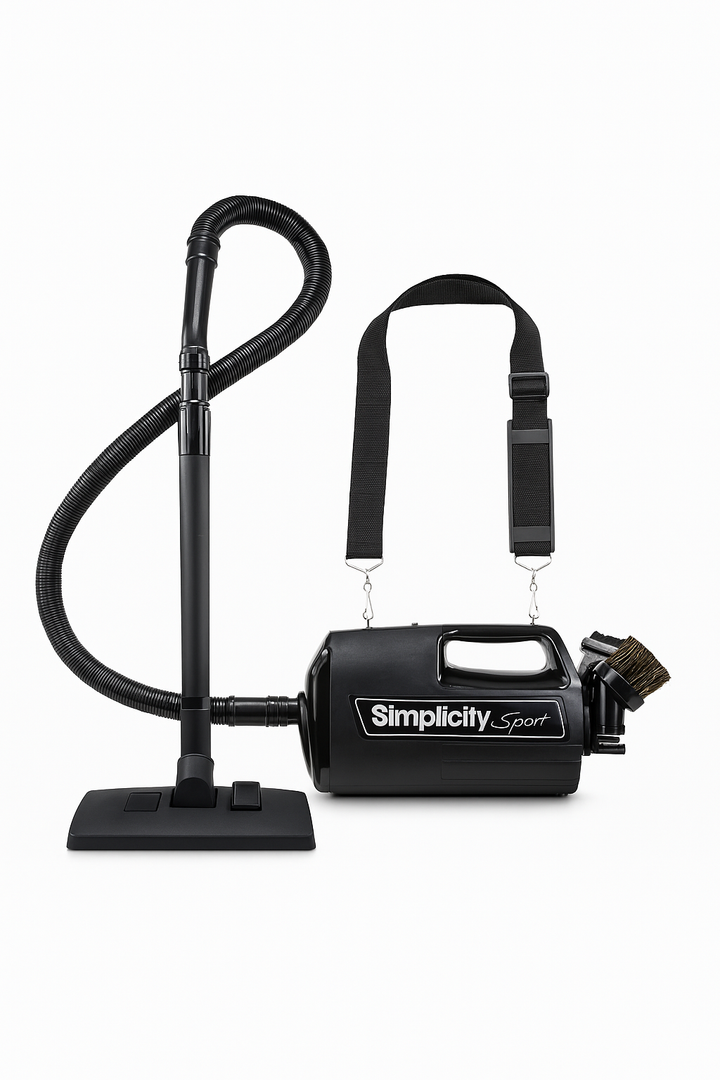 Simplicity Vacuums Handheld Canister Vacuum with Carry Strap for Hard Floors and Rugs, Car Detailing Vacuum Cleaner, S100 Black