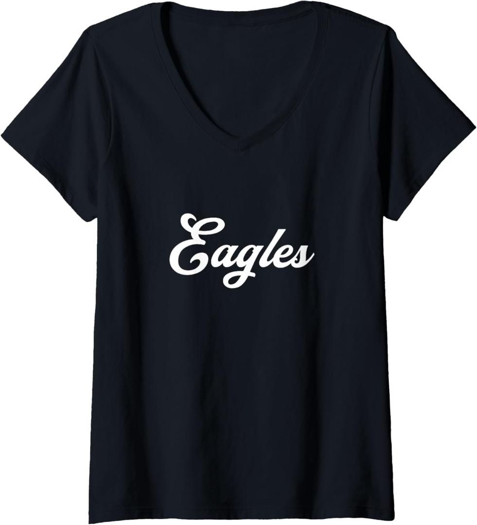 Women's Eagles V-Neck T-Shirt (XXL, Black)