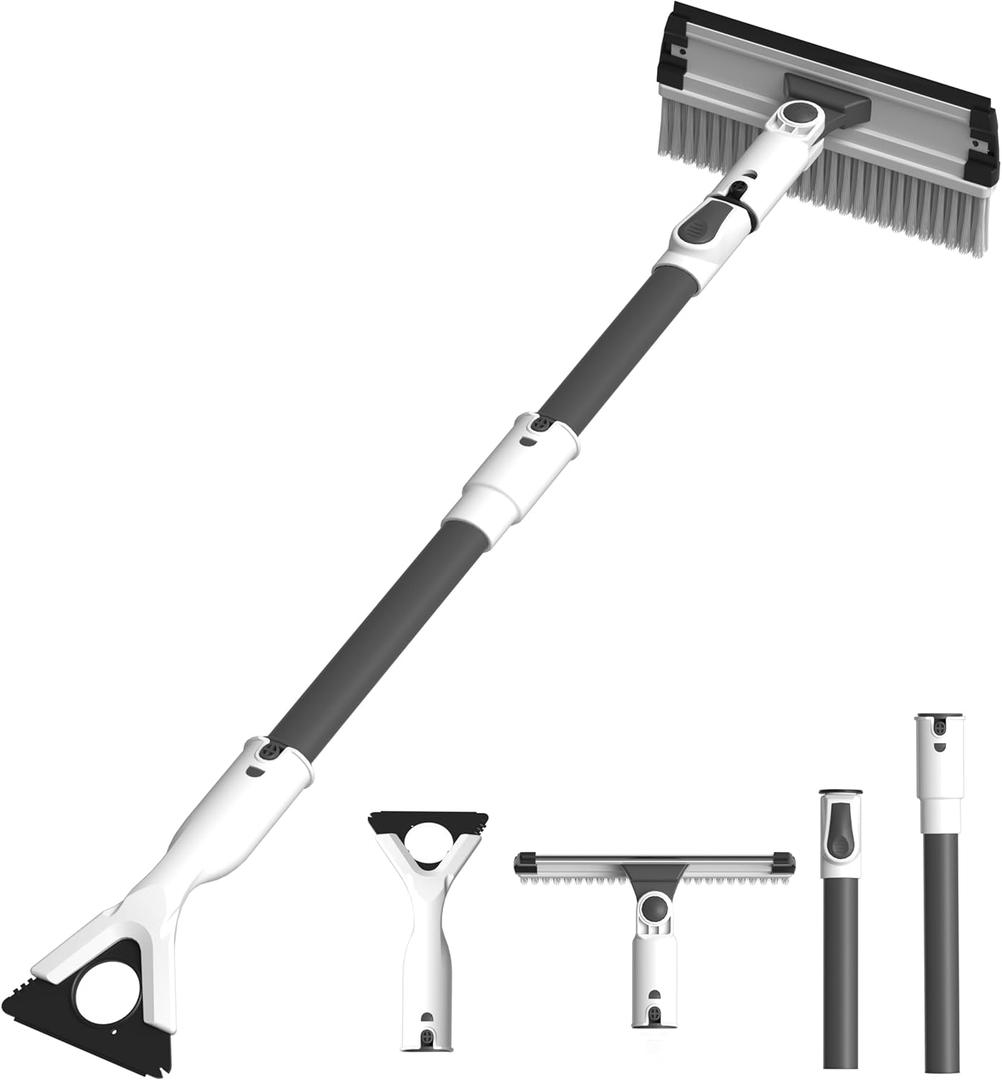 47.3" Ice Scrapers for Car Windshield, 2 in 1 Snow Brush for Car and Ice Scraper, Extendable Snow Brush for Car Windshield with Foam Grip and 180 Pivoting Brush Head for Car Automobile Vehicle Window