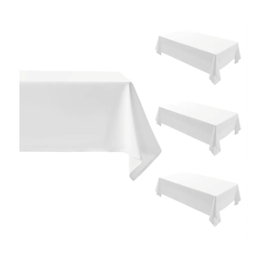 Comfonew 4 Pack Peacock White Rectangle Tablecloth - 60 x 84 Inch Fabric Table Cloth, Waterproof and Wrinkle Resistant Washable Polyester Table Cover for Dining Table, Buffet Parties and Camping