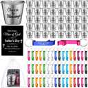 50 Pcs Bulk Father's Day Christian Gift Set 2 oz Stainless Steel Shot Glasses with Metal Bottle Opener Bible Verse Cards Men of God Religious Presents for Father Dad Church Party Favors