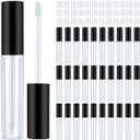 Patelai 50 Pack 10 ml Empty Lip Gloss Tube Containers Clear Refillable Lip Balm Bottles Plastic Lipstick Tubes with Rubber Inserts Cosmetic Tools for Travel, DIY Makeup, Personal Cosmetic(Black)