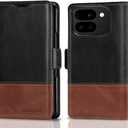 KEZiHOME Case for Google Pixel 10 Pro Fold, Genuine Leather Wallet Case with Card Slot[RFID Blocking] Kickstand Magnetic Filio Protective Phone case for Pixel 10 Pro Fold (Black/Brown)