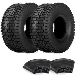 GICOOL 15x6.00-6 Tire and Inner Tube Set, TR-13 Straight Valve Stem, Replacement Riding Mower Front Wheel Assembly, 2 Pack, 15x6.00-6 Tire and Tube2 Pack