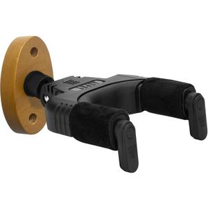 Auto-Lock Guitar Wall Mount, Self-Locking Guitar Hanger with Nitro-Safe Velvet, Holds 22 lbs, Wall Mount for Acoustic, Electric, and Bass Guitars, Easy Installation,Yellowish Brown