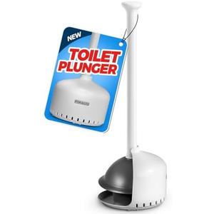 FORASTO Toilet Plunger with Holder,Plungers for Bathroom with Holder,Heavy Duty Plunger with Cover,Bathroom Decor，Bathroom Accessories，Toilet Bowl Cleaners,White