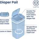 Ninestars NPT-16-1BL Automatic Touchless Motion Sensor Diaper Disposal Trash Can with lid, 4.2 gallon/16 L, Baby Blue Plastic