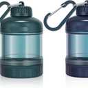 2 Pack Protein Powder Container to Go with Keychain & Keyring, Large Capacity, Clear, Leakproof, Ideal for workouts, fitness, or travel (Green&Blue)