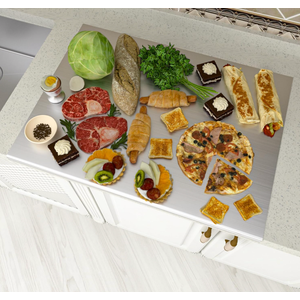 Stainless Steel Cutting Board, 23.6" x 19.6" Large Size Stainless Steel Cutting Boards for Kitchen, Heavy Duty Chopping Boards with Lip for Meat Vegetables & Bread, Pastry Board(60 x 50 cm)