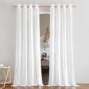 NICETOWN Rustic Linen 144 inch Long Curtains for Living Room, Grommet Privacy Added Thick Linen Weave with Light Filter Window Curtains & Drapes for Bedroom, White, W55 x L144, 2 Panels