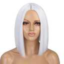 ENTRANCED STYLES White Wig Short Bob Wigs for Women 12Inch Heat Resistant Middle Part Straight Synthetic Wig Party Costume Halloween Cosplay Hair