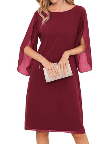 GRACE KARIN Casual Dresses for Women 2024 Trendy Wedding Guest Dresses Wine Red 10,M