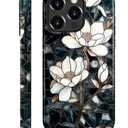 Magnetic Case for iPhone 16 Pro Max,Compatible with Magsafe,PC Hard Shell & Silicone Inner Bumper,Shockproof Full-Body Cover for iPhone 16 Pro Max Case - Stained Glass Unique Magnolia