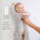 SwaddleDesigns Transitional Swaddle Sack, Arms Up Half-Length Sleeves & Mitten Cuffs, Swaddle for Newborn Transition to Baby Sleep Sack Wearable Blanket, 3-6 Month, 14-21 lb, Gray with Striped Trim