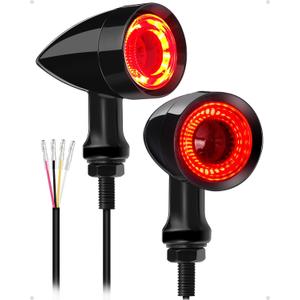 Motorcycle Bullet 48 LEDs Rear Turn Signal Light SMD Blinker Indicator Fit for Honda Yamaha Suzuki Kawasaki Harley (Black, Rear Turn Light)