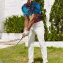 Hawaiian Golf Polo Shirts for Men Hawaiian Polo Shirts Premium Print Golf Top Moisture Wicking Dry Fit Soft Sports Tees (M)